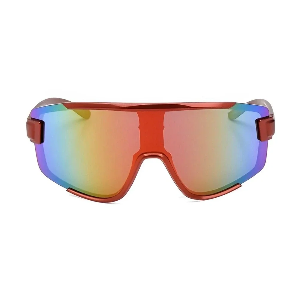 Shield Sunglasses Mirrored Lens Sport Cycling Running Driving Red Frame Lentes‎